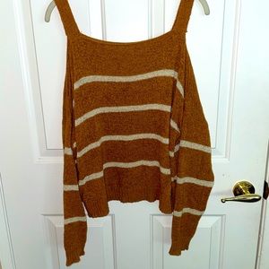 Off the shoulder yellow stripped sweater